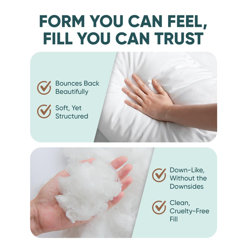 Pillowflex Synthetic Down Alternative Pillow Inserts for Shams - Comfy Pillows for Sleeping, Handmade Down Alternative Throw Pillow Inserts - (16x16 Set of 2) - Image 5